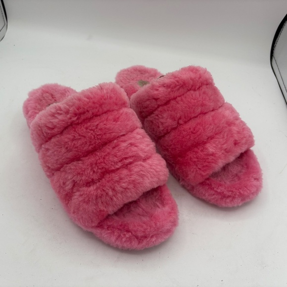 Women's UGG FLUFF YEAH SLIDE Sheepskin Slipper Sandal 1095119 PINK ROSE US 10 - Picture 2 of 13